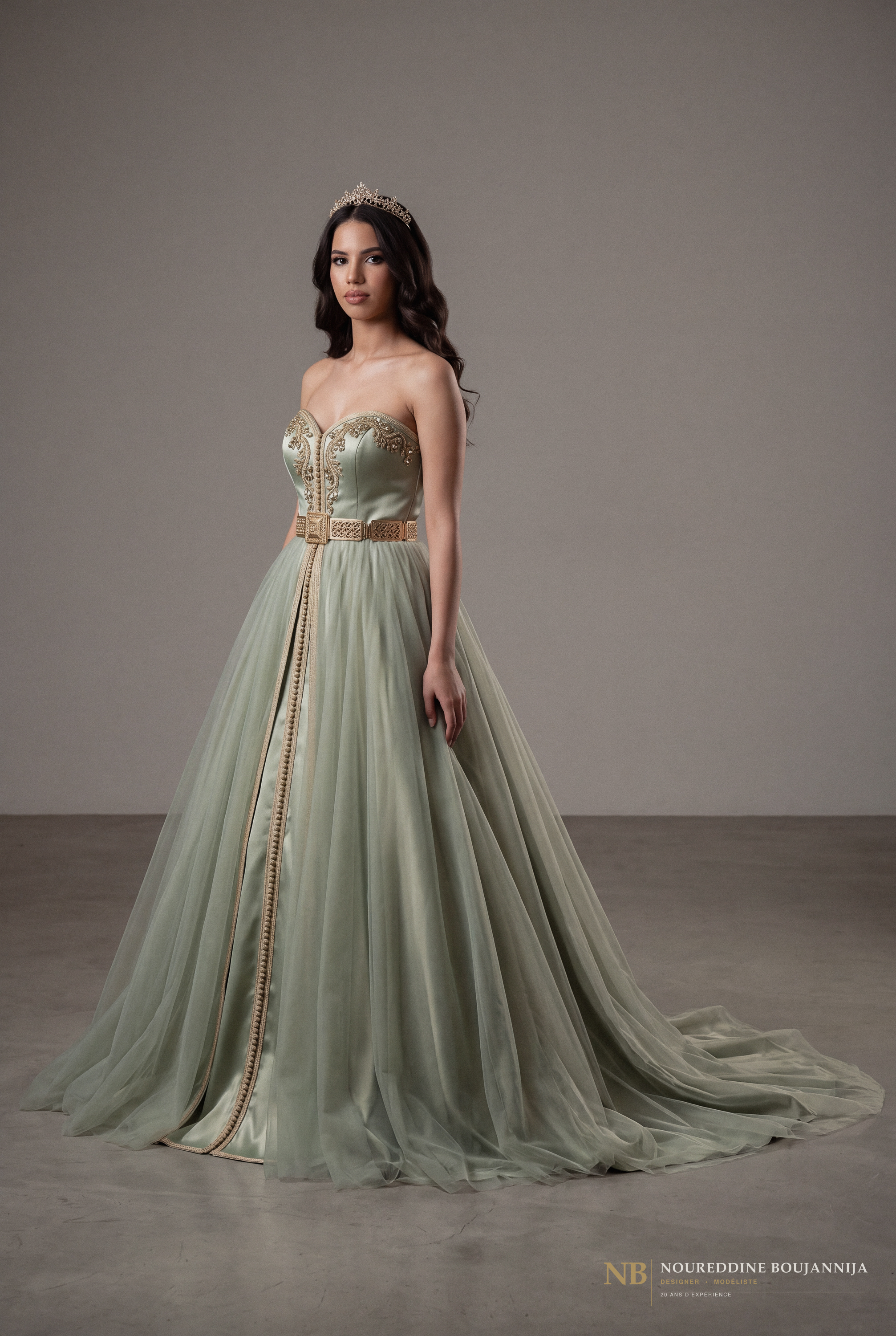 Caftan bustier vert menthe Ligne Menthe