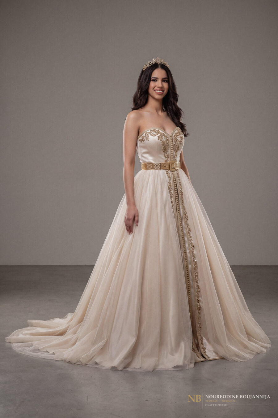 Caftan bustier blanc Halo Doré