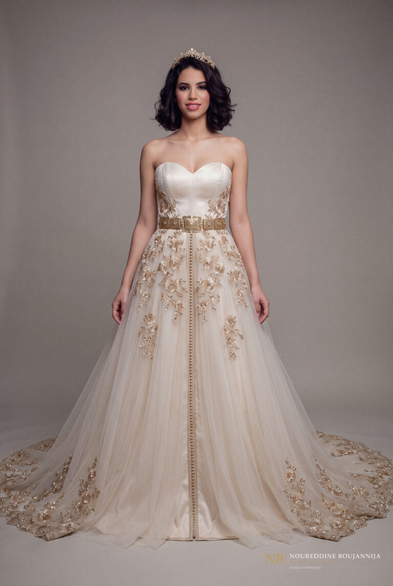 Caftan bustier ivoire Broderie d’Aube