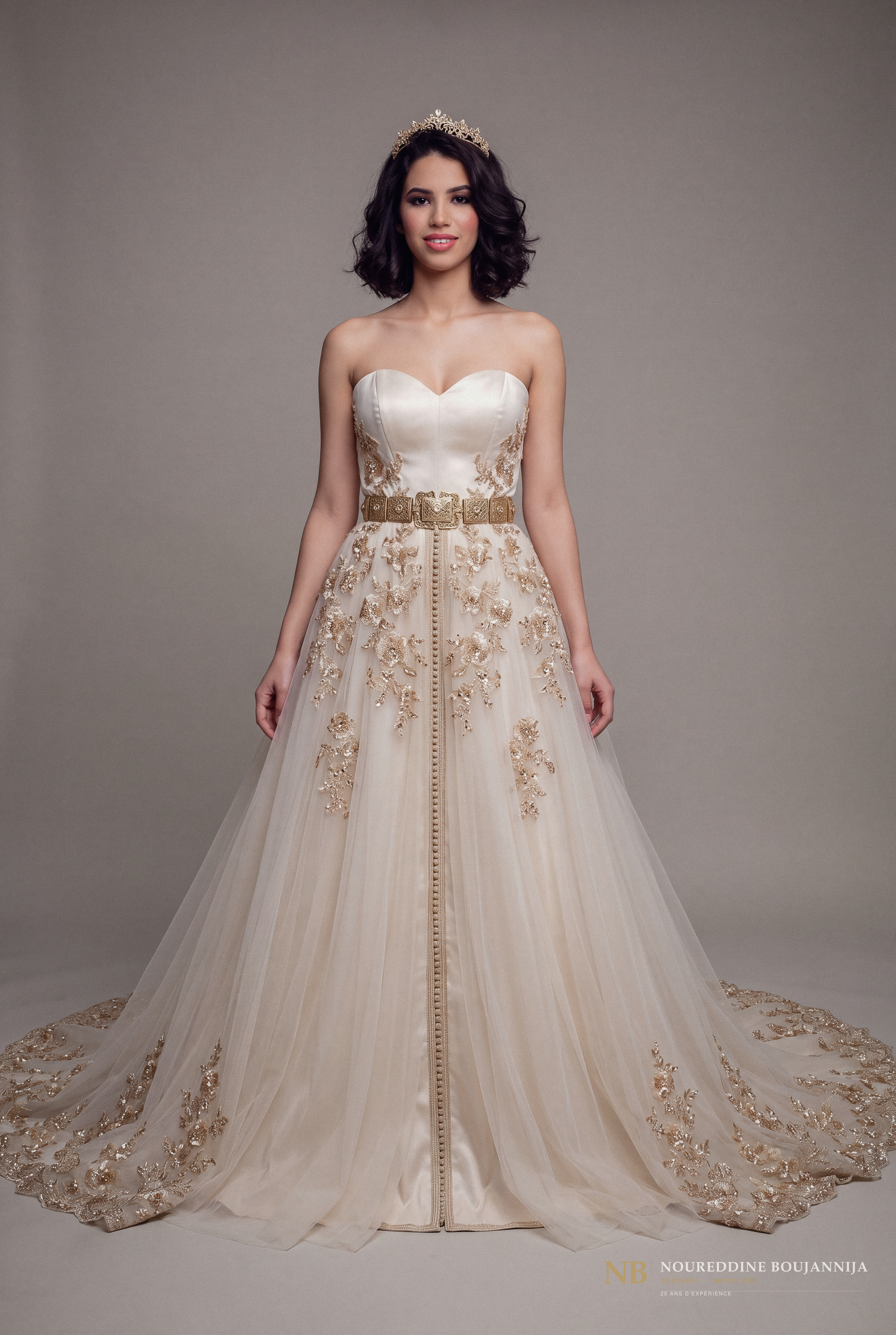 Caftan bustier ivoire Broderie d’Aube