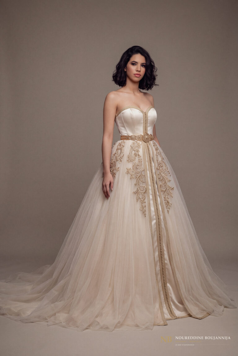 Caftan bustier ivoire Épure Dorée