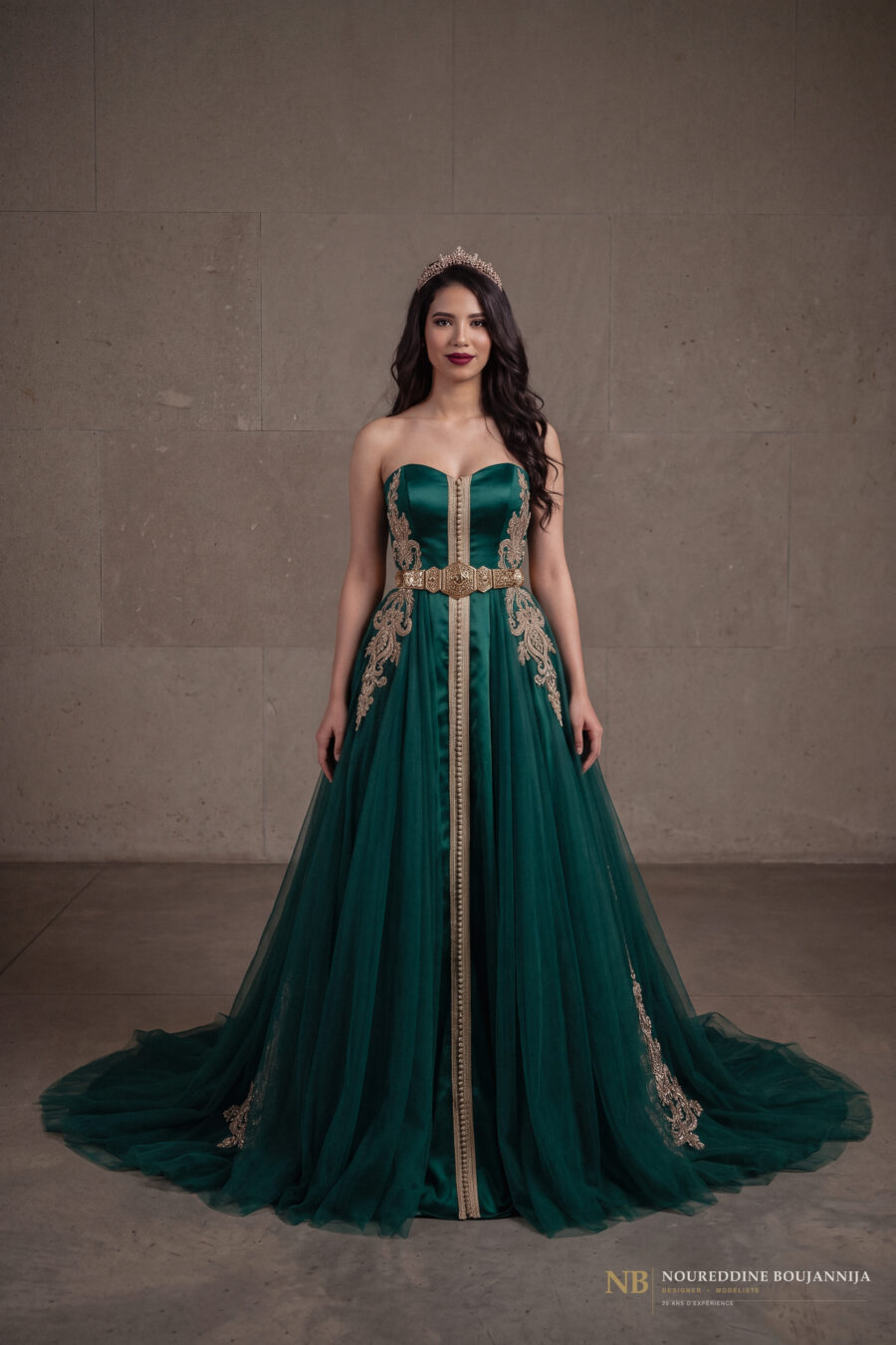 Caftan bustier vert émeraude Épure Émeraude