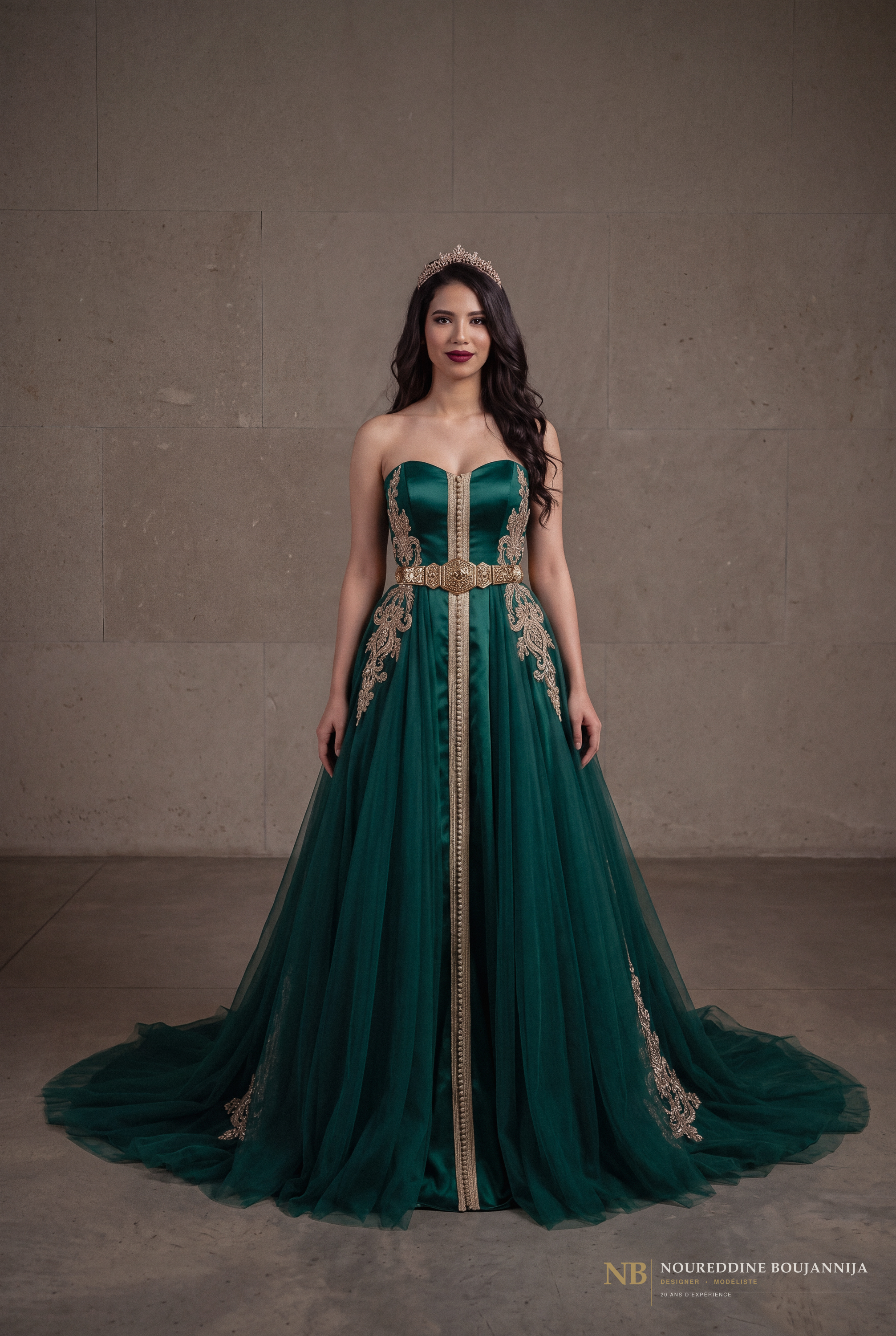 Caftan bustier vert émeraude Épure Émeraude