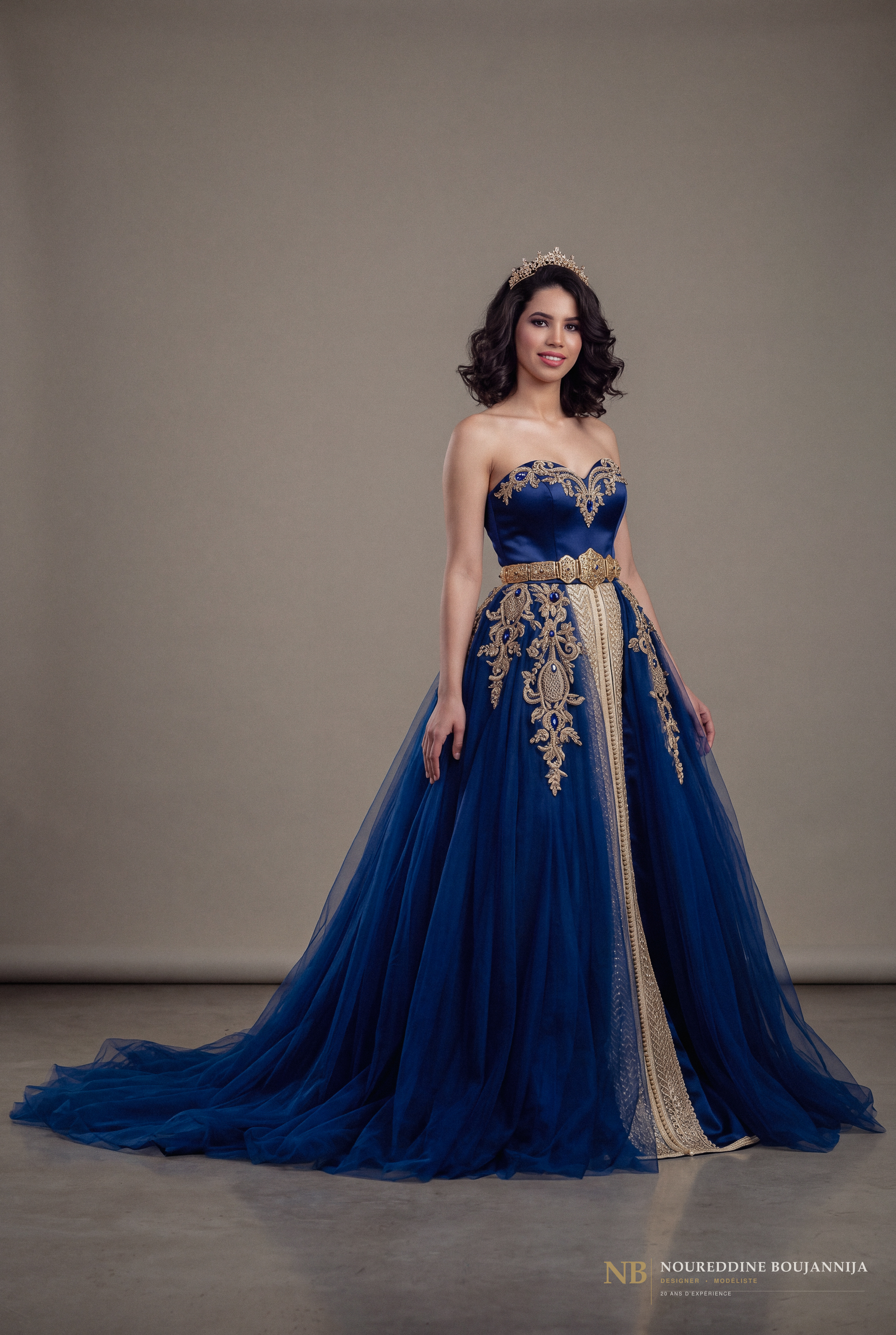 Caftan bustier bleu royal Ornement Azur