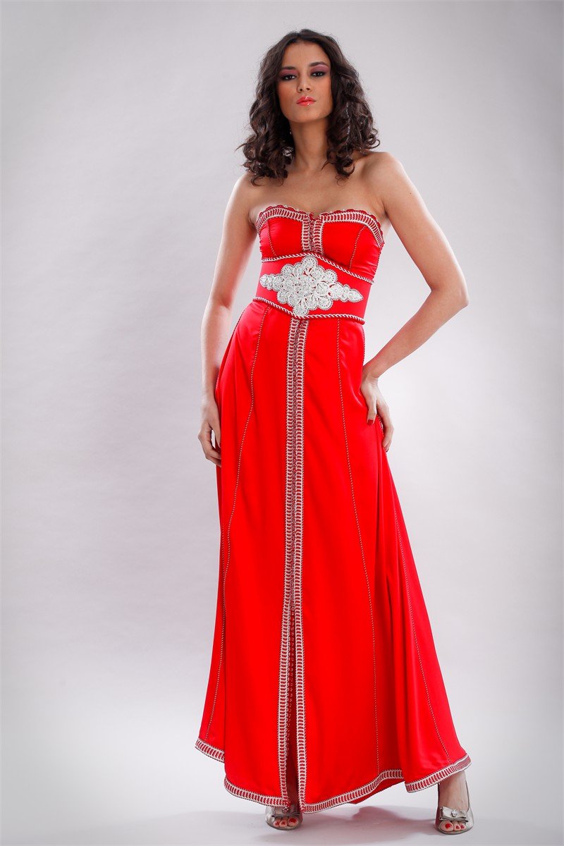Robe caftan rouge sans manches, collection 2012 des Archives Caftan En Ligne