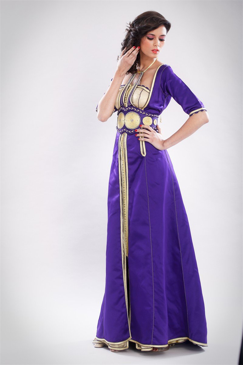 Caftan violet et or, collection 2012 des Archives Caftan En Ligne