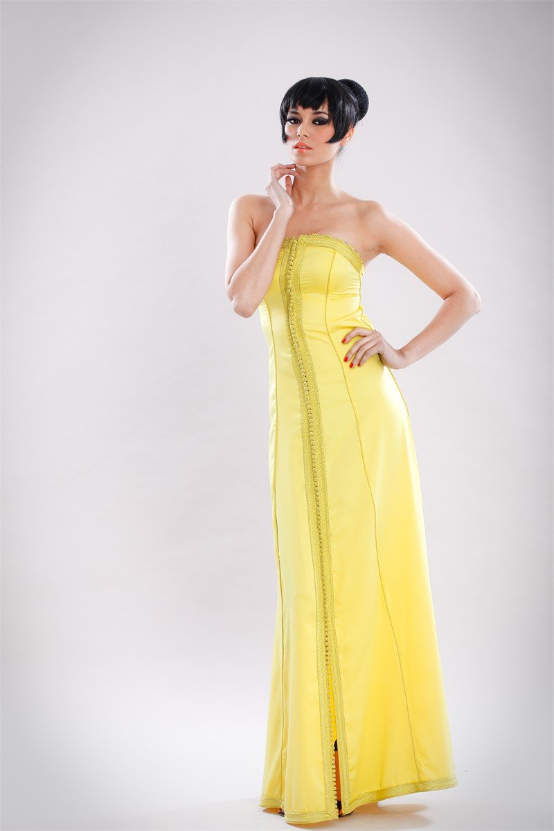 Robe jaune longue, collection 2012 des Archives Caftan En Ligne