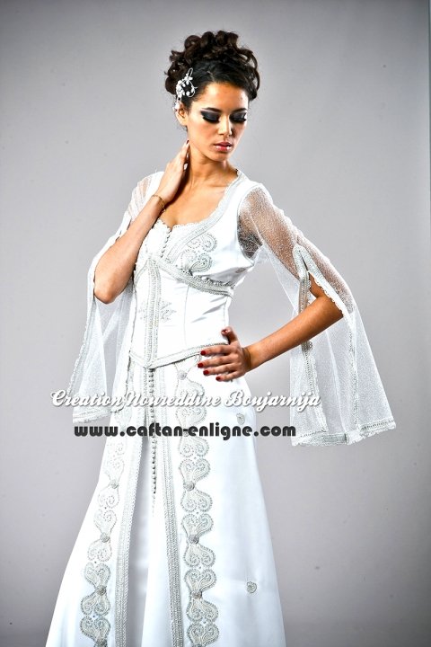 Caftan marocain moderne blanc, collection 2014 — vue 1