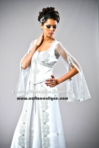 Caftan marocain moderne blanc, collection 2014 — vue 2