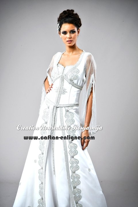 Caftan marocain moderne blanc, collection 2014 — vue 3