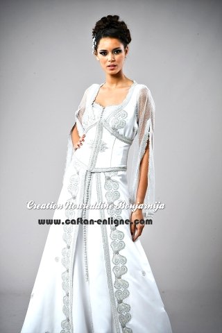 Caftan marocain moderne blanc, collection 2014 — vue 4