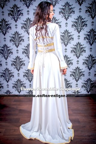 Caftan marocain moderne ivoire et or, collection 2014 — vue 4