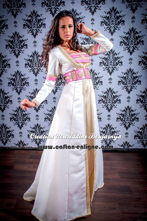 Caftan marocain moderne ivoire et or, collection 2014 — vue 13