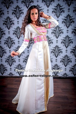 Caftan marocain moderne ivoire et or, collection 2014 — vue 14