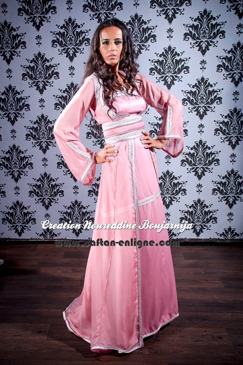 Caftan marocain moderne rose poudré, collection 2014 — vue 5