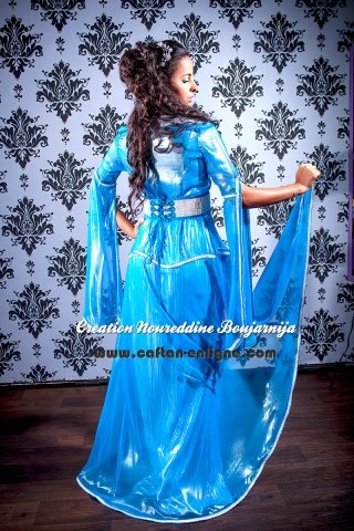 Caftan marocain moderne bleu ciel, collection 2014 — vue 2