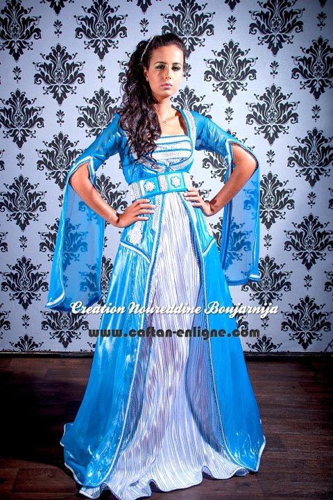 Caftan marocain moderne bleu ciel, collection 2014 — vue 3