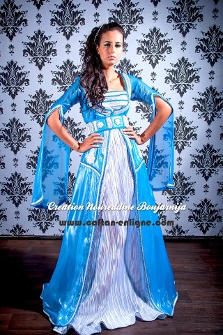 Caftan marocain moderne bleu ciel, collection 2014 — vue 4
