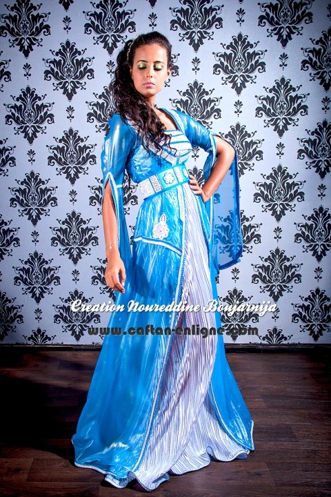 Caftan marocain moderne bleu ciel, collection 2014 — vue 5
