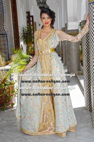 Caftan marocain ivoire et doré, collection de caftans 2016 — vue 4 sur 4